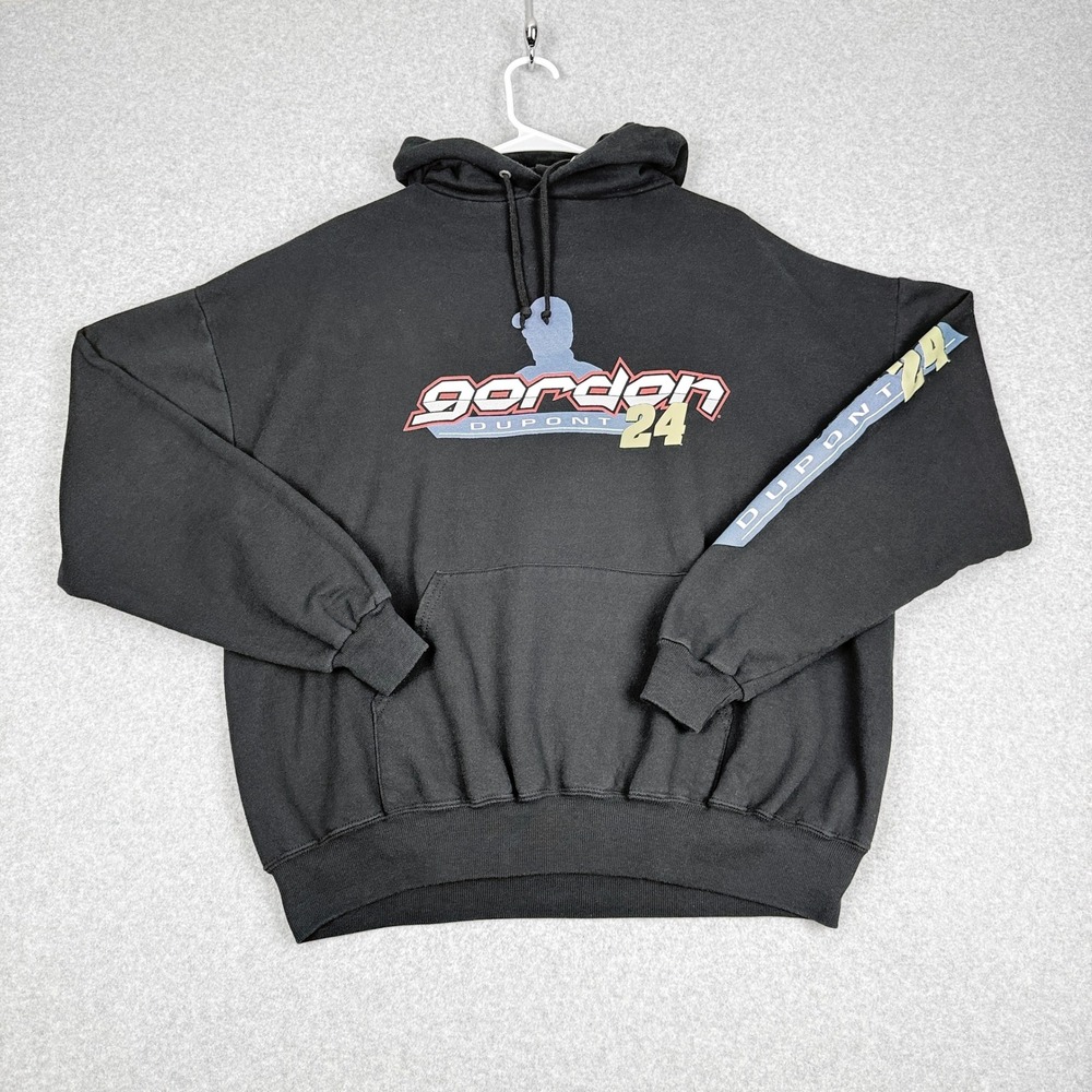 Jeff Gordon 24 DuPont NASCAR Winner's Circle Hoodie‎ Mens XL Black Y2K